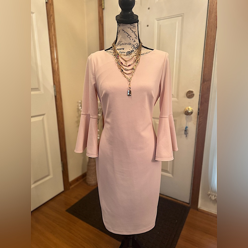 NWOT Calvin Klien Pink Bell Sleeve Dress